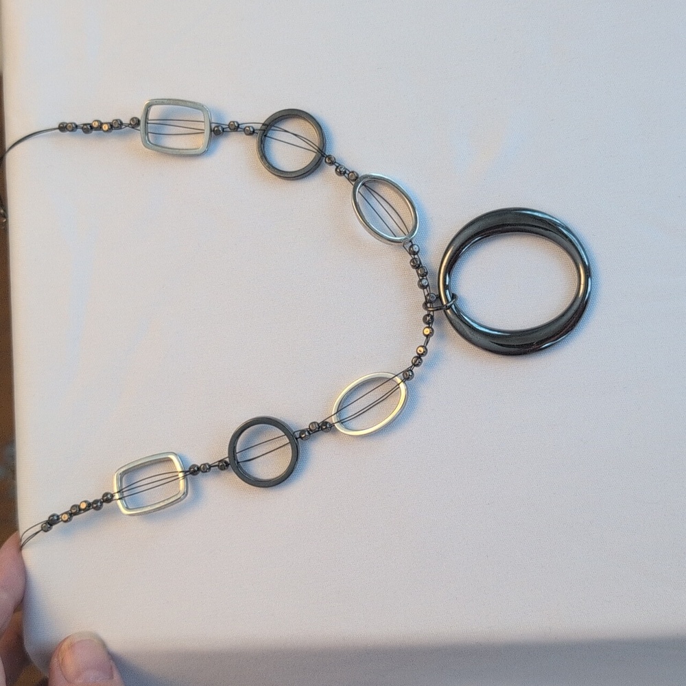 New York & Company Gunmetal Circle Necklace